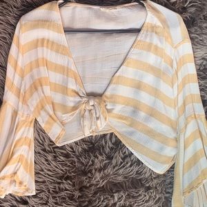 Yellow Bell Sleeve Crop Top